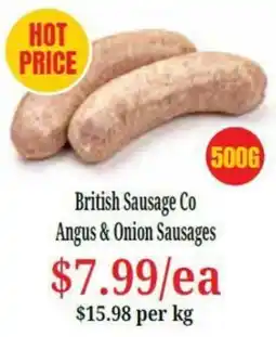 Farmer Jack's British Sausage Co Angus & Onion Sausages offer