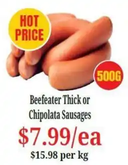 Farmer Jack's Beefeater Thick Sausages offer