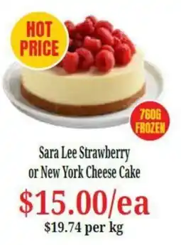 Farmer Jack's Sara Lee Strawberry or New York Cheese Cake offer