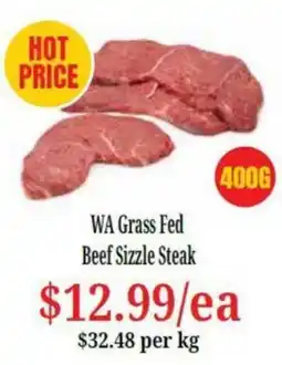 Farmer Jack's WA Grass Fed Beef Sizzle Steak offer