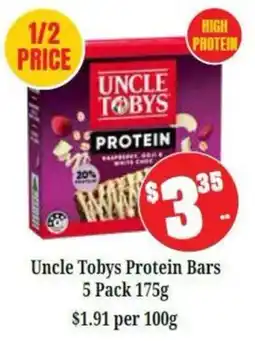 Farmer Jack's Uncle Tobys Protein Bars offer