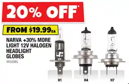 Autobarn Narva +30% More Light 12V Halogen Headlight Globes offer