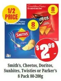 Farmer Jack's Smith's, Cheetos, Doritos, Sunbites, Twisties or Parker's offer