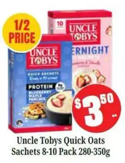 Farmer Jack's Uncle Tobys Quick Oats Sachets offer