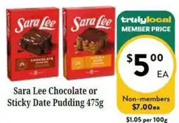 Farmer Jack's Sara Lee Chocolate or Sticky Date Pudding offer