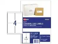 Officeworks Avery 4UP General Use Labels White 100 Sheet offer