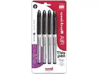 Officeworks Uniball Uni-Ball Air Fine Rollerball Pen Black 4 Pack offer