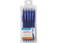 Officeworks Studymate Retractable Ballpoint Pens 1mm Blue 5 Pack offer