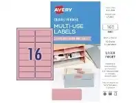 Officeworks Avery Rectangle Labels 63.5 x 24mm Salmon Pink 160 Pack offer