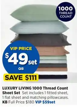 Spotlight Luxury Living 1000 Thread Count Sheet Set offer