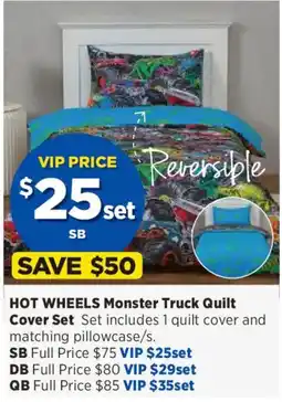 Spotlight Hot Wheels Monster Truck Quilt Cover Set offer