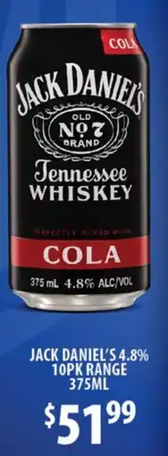 Star Liquor Jack Daniel's Tennessee Whiskey Cola offer