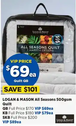 Spotlight Logan & Mason All Seasons Quilt offer