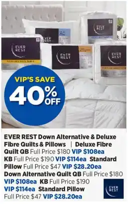 Spotlight Ever Rest Down Alternative & Deluxe Fibre Quilts & Pillows offer