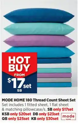 Spotlight Mode Home 180 Thread Count Sheet Set offer