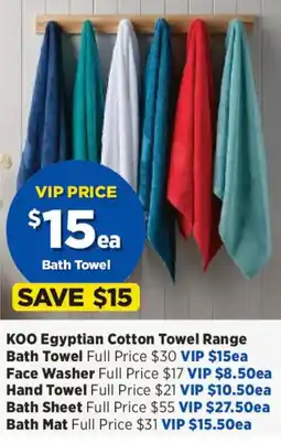 Spotlight KOO Egyptian Cotton Towel Range Bath Towel offer