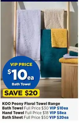 Spotlight KOO Peony Floral Towel Range Bath Towel offer