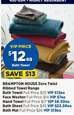 Spotlight Brampton House Zero Twist Ribbed Towel Range Bath Towel offer