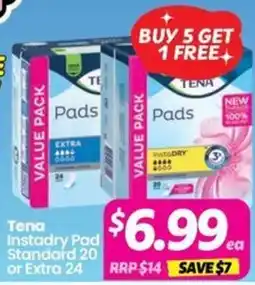 Your Discount Chemist Tena Instadry Pad Standard 20 or Extra 24 offer