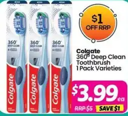 Your Discount Chemist Colgate 360 Deep Clean Toothbrush 1 Pack Varieties offer