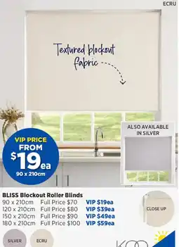 Spotlight BLISS Blockout Roller Blinds offer