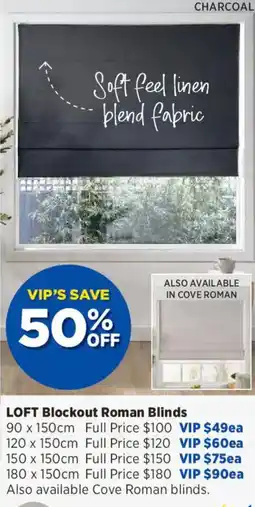 Spotlight LOFT Blockout Roman Blinds offer