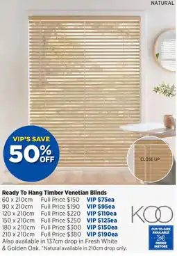Spotlight Ready To Hang Timber Venetian Blinds KOO offer