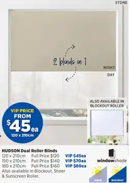 Spotlight Hudson Dual Roller Blinds offer