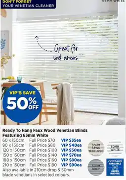 Spotlight Ready To Hang Faux Wood Venetian Blinds Featuring 63mm White offer
