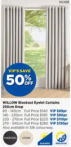 Spotlight WILLOW Blockout Eyelet Curtains offer