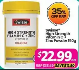 Your Discount Chemist Swisse High Strength Vitamin C + Zinc Powder offer