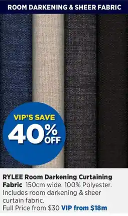 Spotlight Rylee Room Darkening Curtaining Fabric offer