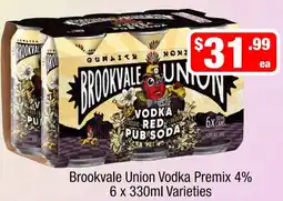 Liquor Stax Brookvale Union Vodka Premix 4% Varieties offer