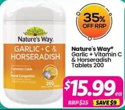 Your Discount Chemist Nature's Way Garlic + Vitamin C & Horseradish Tablets offer