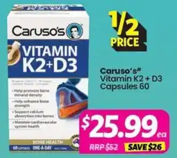 Your Discount Chemist Caruso's Vitamin K2 + D3 Capsules offer