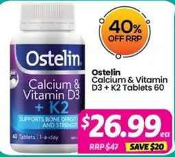 Your Discount Chemist Ostelin Calcium & Vitamin D3 + K2 Tablets offer