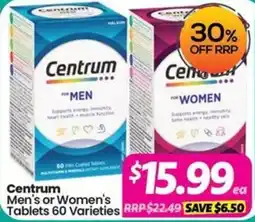 Your Discount Chemist Centrum Men's or Women's Tablets 60 Varieties offer
