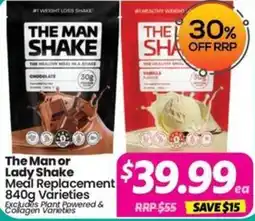 Your Discount Chemist The Man or Lady Shake Meal Replacement Varieties offer