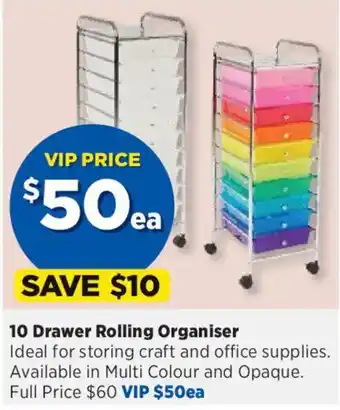 Spotlight 10 Drawer Rolling Organiser offer