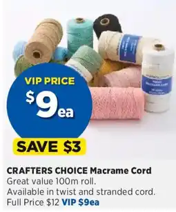 Spotlight Crafters Choice Macrame Cord offer