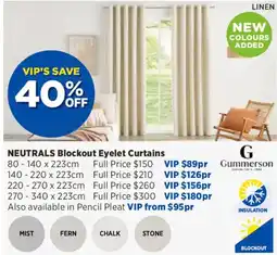Spotlight Neutrals Blockout Eyelet Curtains Gummerson offer