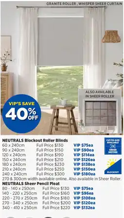 Spotlight Neutrals Blockout Roller Blinds offer