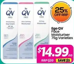 Your Discount Chemist Ego QV Face Moisturiser 75g Varieties offer