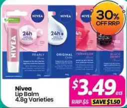 Your Discount Chemist Nivea Lip Balm 4.8g Varieties offer