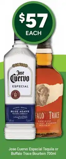 Bottler Jose Cuervo Especial Tequila or Buffalo Trace Bourbon offer
