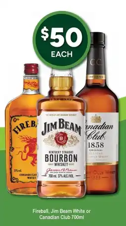 Bottler Fireball, Jim Beam White or Canadian Club offer