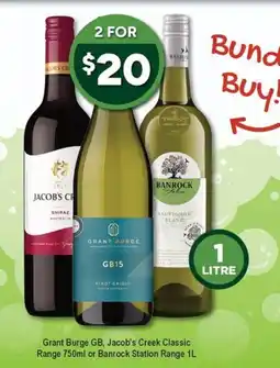 Bottler Grant Burge GB, Jacob's Creek Classic Range or Banrock Station Range offer