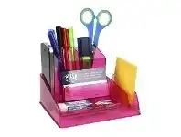 Officeworks Italplast Desk Organiser Tinted Pink offer