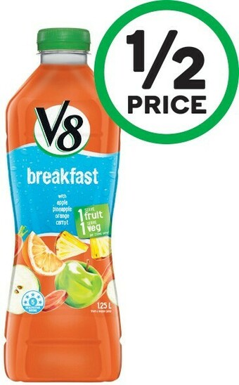 Woolworths V8 Breakfast Juice 1.25 Litre offer