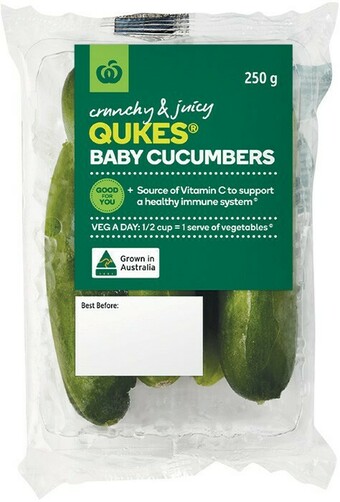 Woolworths Australian Qukes® Baby Cucumbers 250g Pack offer